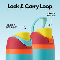 24 oz FreeSip Insulated Stainless Steel Water Bottle with Straw BPA-Free Summer Sweetness