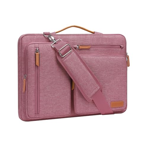 360 Protective Laptop Shoulder Bag 15-16 Inch Computer Messenger Bag with 4 Zipper Pockets Black