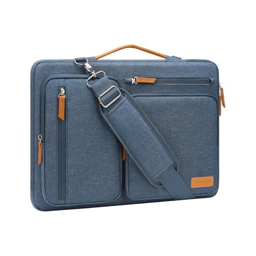 360 Protective Laptop Shoulder Bag 15-16 Inch Computer Messenger Bag with 4 Zipper Pockets Black
