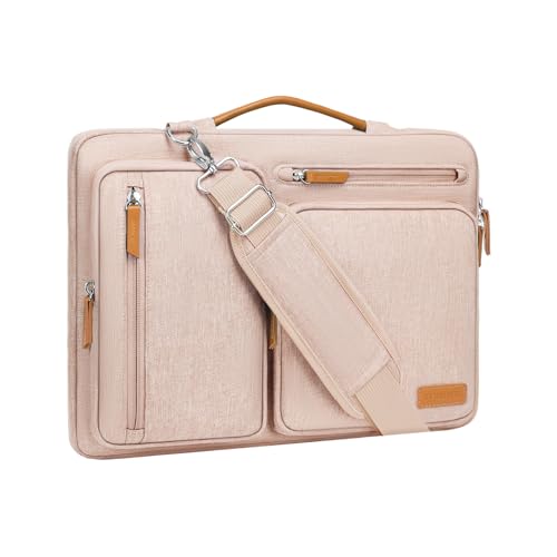 360 Protective Laptop Shoulder Bag 15-16 Inch Computer Messenger Bag with 4 Zipper Pockets Black