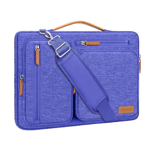 360 Protective Laptop Shoulder Bag 15-16 Inch Computer Messenger Bag with 4 Zipper Pockets Black