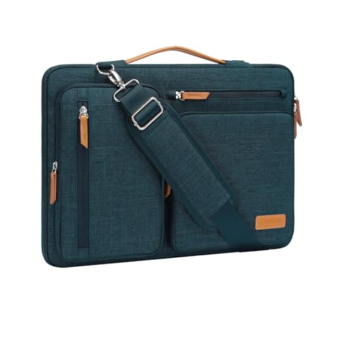 360 Protective Laptop Shoulder Bag 15-16 Inch Computer Messenger Bag with 4 Zipper Pockets Black