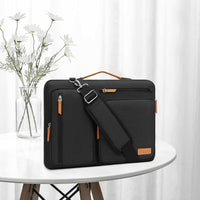 360 Protective Laptop Shoulder Bag 15-16 Inch Computer Messenger Bag with 4 Zipper Pockets Black