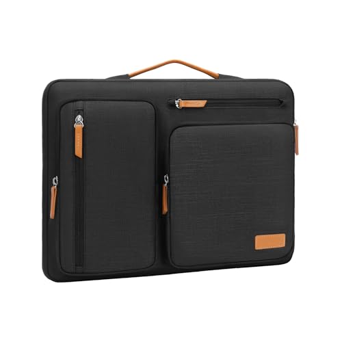 360 Protective Laptop Sleeve 16 Inch Side Open Carrying Case with 4 Zipper Pockets Black