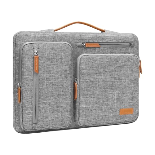 360 Protective Laptop Sleeve 16 Inch Side Opening Case with 4 Zipper Pockets and Trolley Strap Black