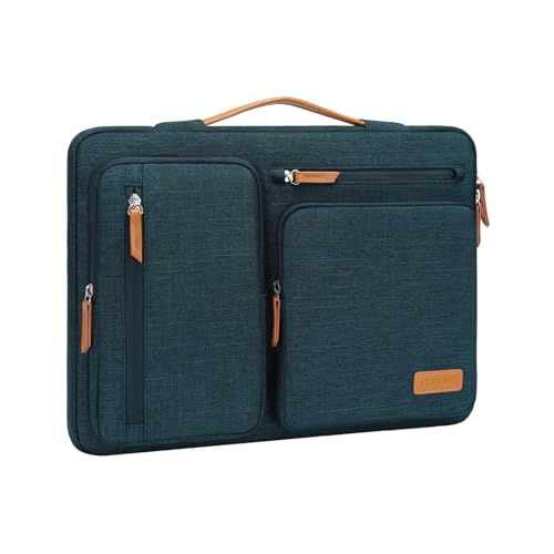 360 Protective Laptop Sleeve 16 Inch Side Opening Case with 4 Zipper Pockets and Trolley Strap Black