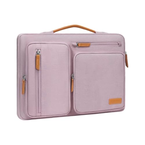 360 Protective Laptop Sleeve 16 Inch Side Opening Case with 4 Zipper Pockets and Trolley Strap Black