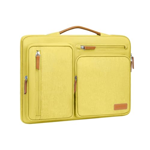 360 Protective Laptop Sleeve 16 Inch Side Opening Case with 4 Zipper Pockets and Trolley Strap Black