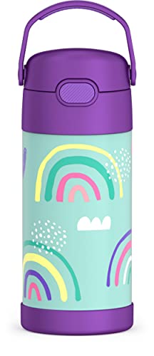 Kids 12 oz Vacuum Insulated Stainless Steel Water Bottle with Straw, BPA-Free, Leak Proof, Dishwasher Safe