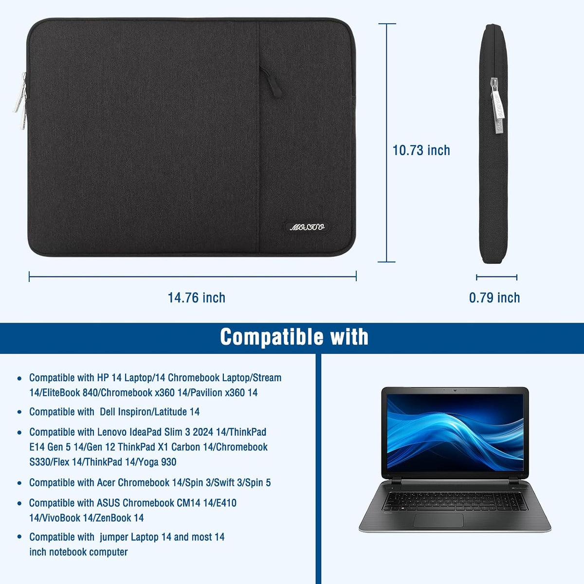 MOSISO Vertical Laptop Sleeve with Handle