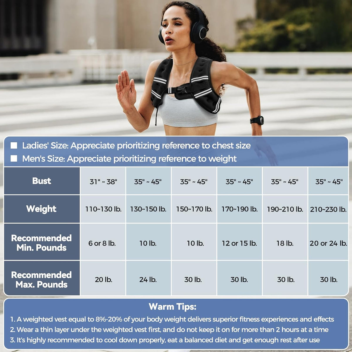 Zeerun Gilet Lesté de Musculation pour Homme et Femme WV10
