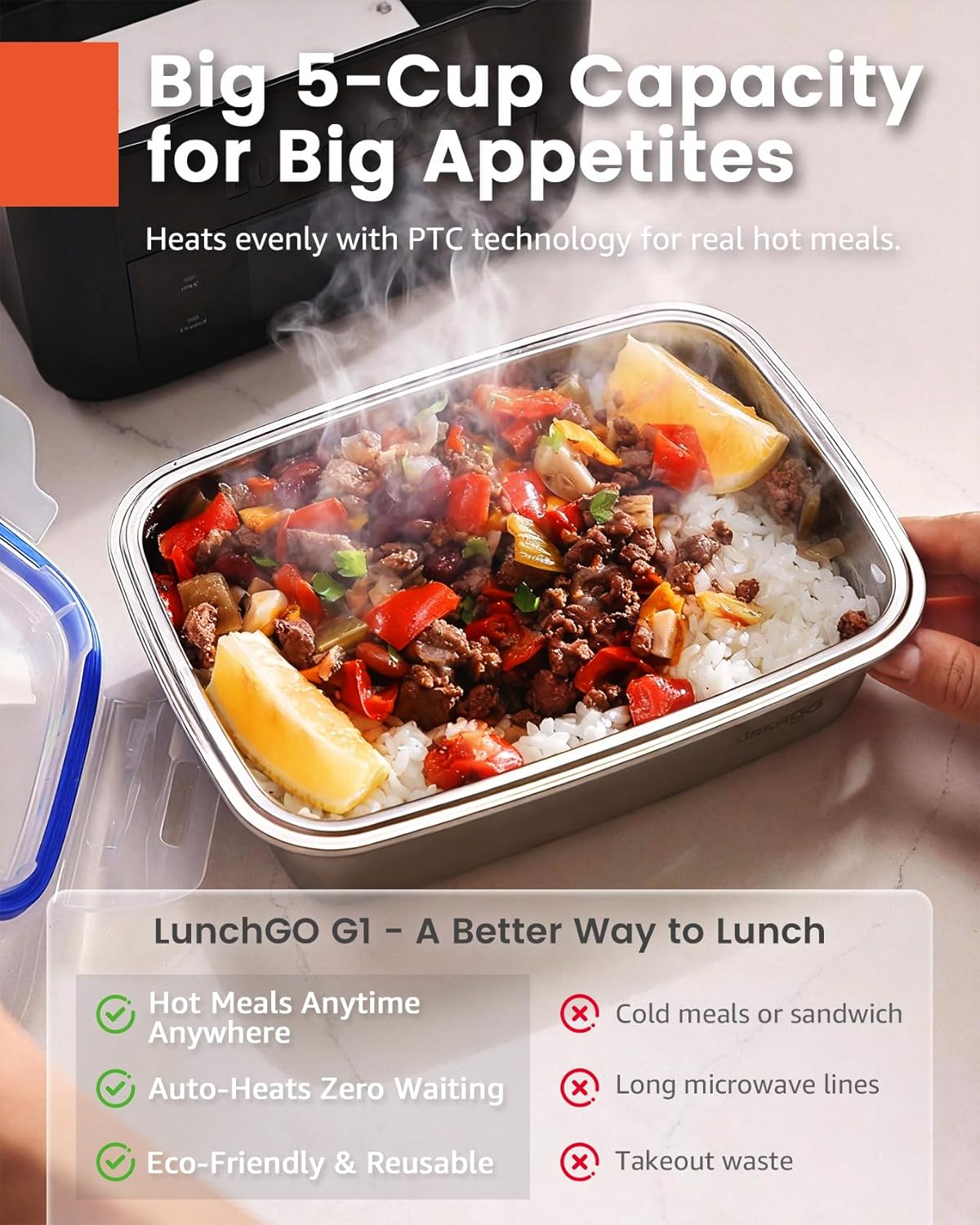 LUNCHGO G1 Cordless Heated Electric Lunch Box