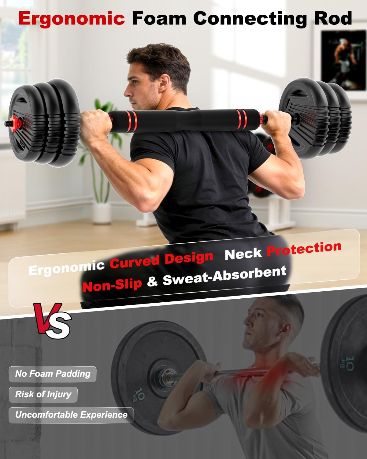 UNNMIIY Ensemble d'Haltères Réglables 5-en-1 Musculation AD55LBS