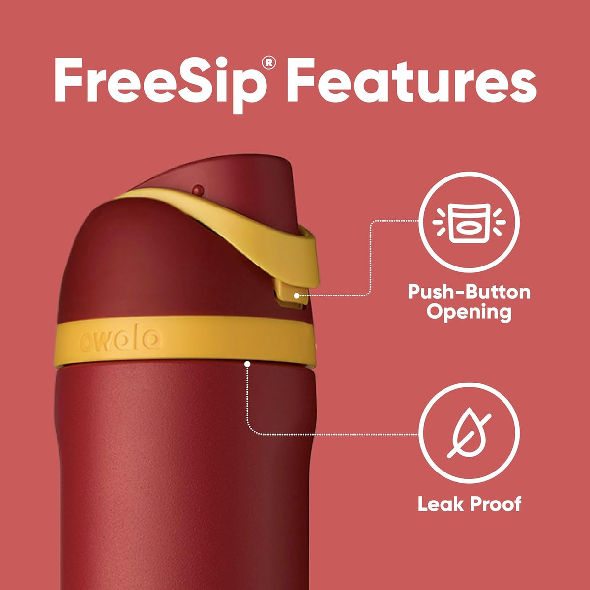 Owala FreeSip Gourde Isotherme en Acier Inoxydable C04985