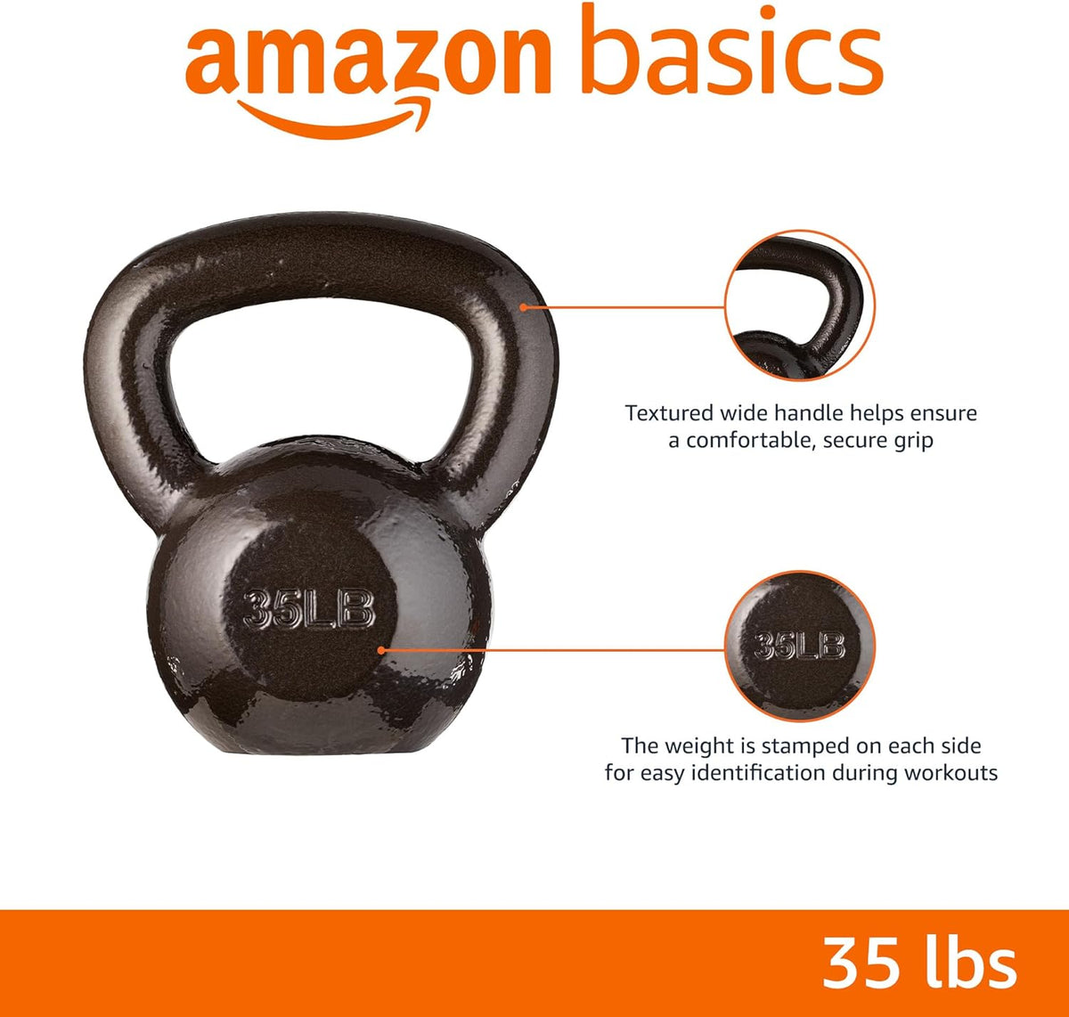 Amazon Basics Kettlebell en Fonte pour Musculation KB-35LB