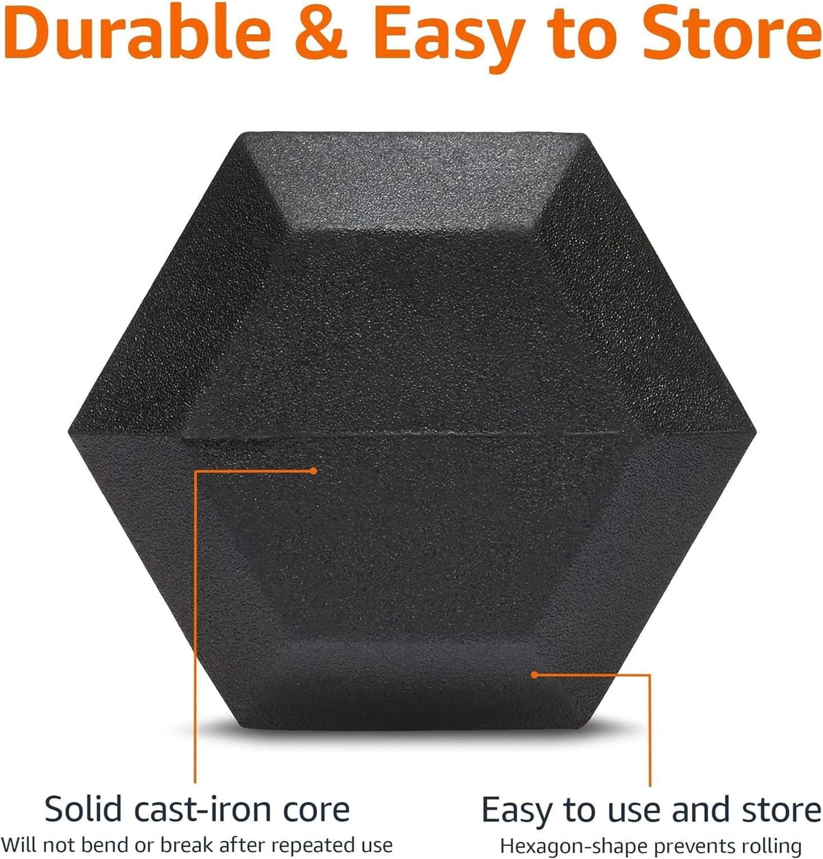 Amazon Basics Haltère Hexagonal en Caoutchouc pour Musculation CD-20LB
