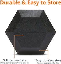 Amazon Basics Haltère Hexagonal en Caoutchouc pour Musculation CD-20LB