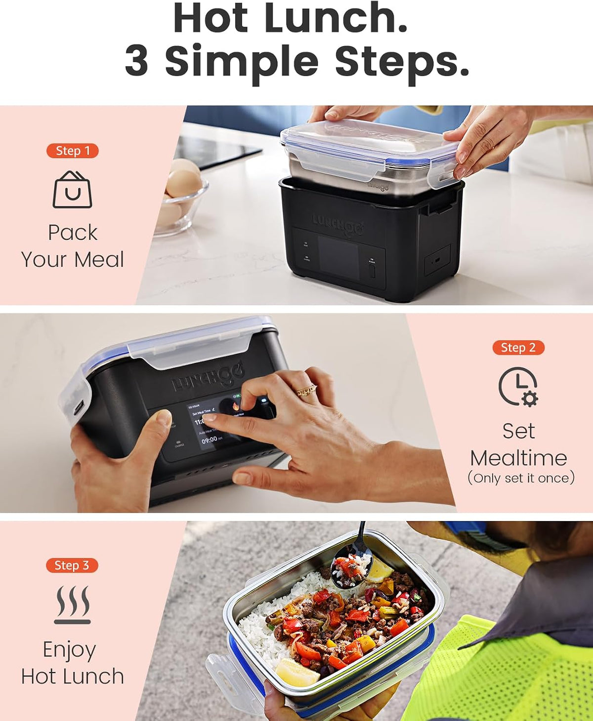 LUNCHGO G1 Cordless Heated Electric Lunch Box