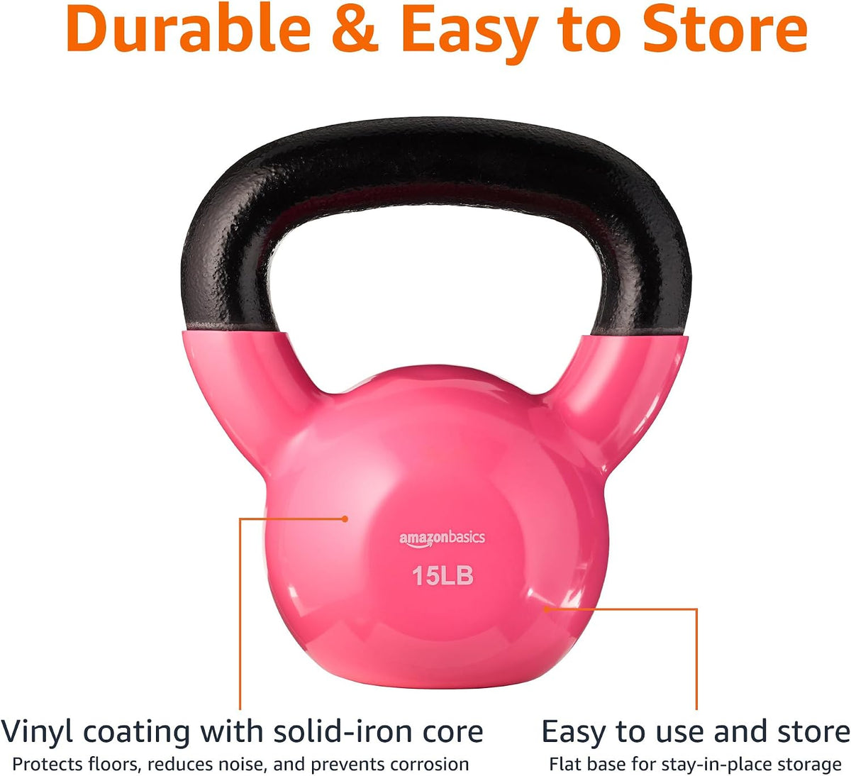 Amazon Basics Kettlebell en Vinyle pour Musculation IR92007-15LB