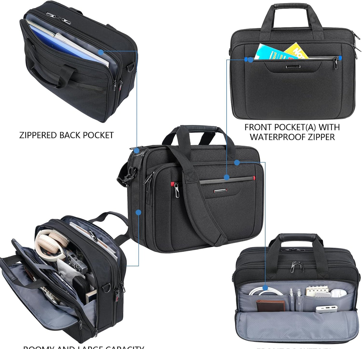 VANKEAN Expandable Waterproof Laptop Briefcase