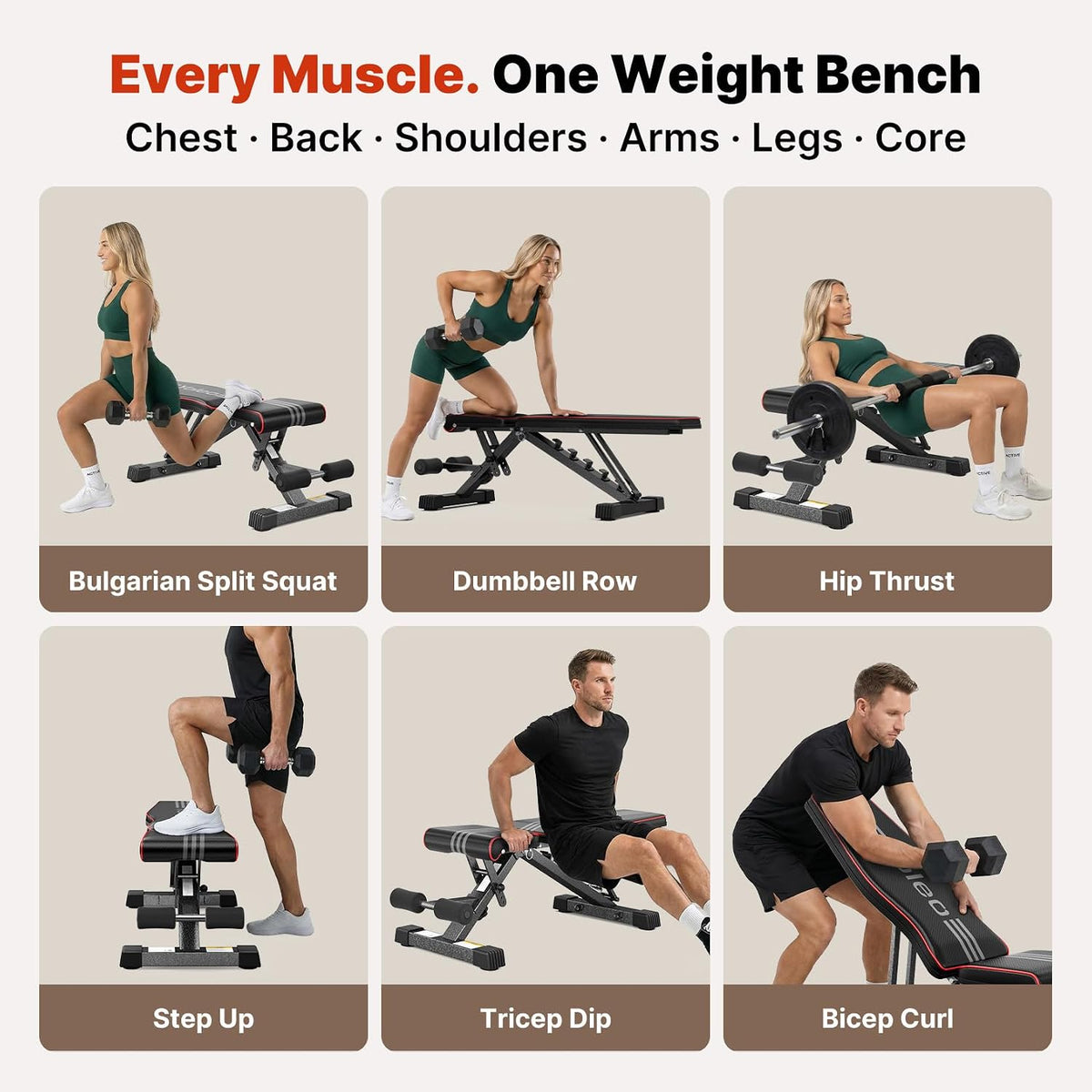 YOLEO Banc de Musculation Réglable Pliable 20234411