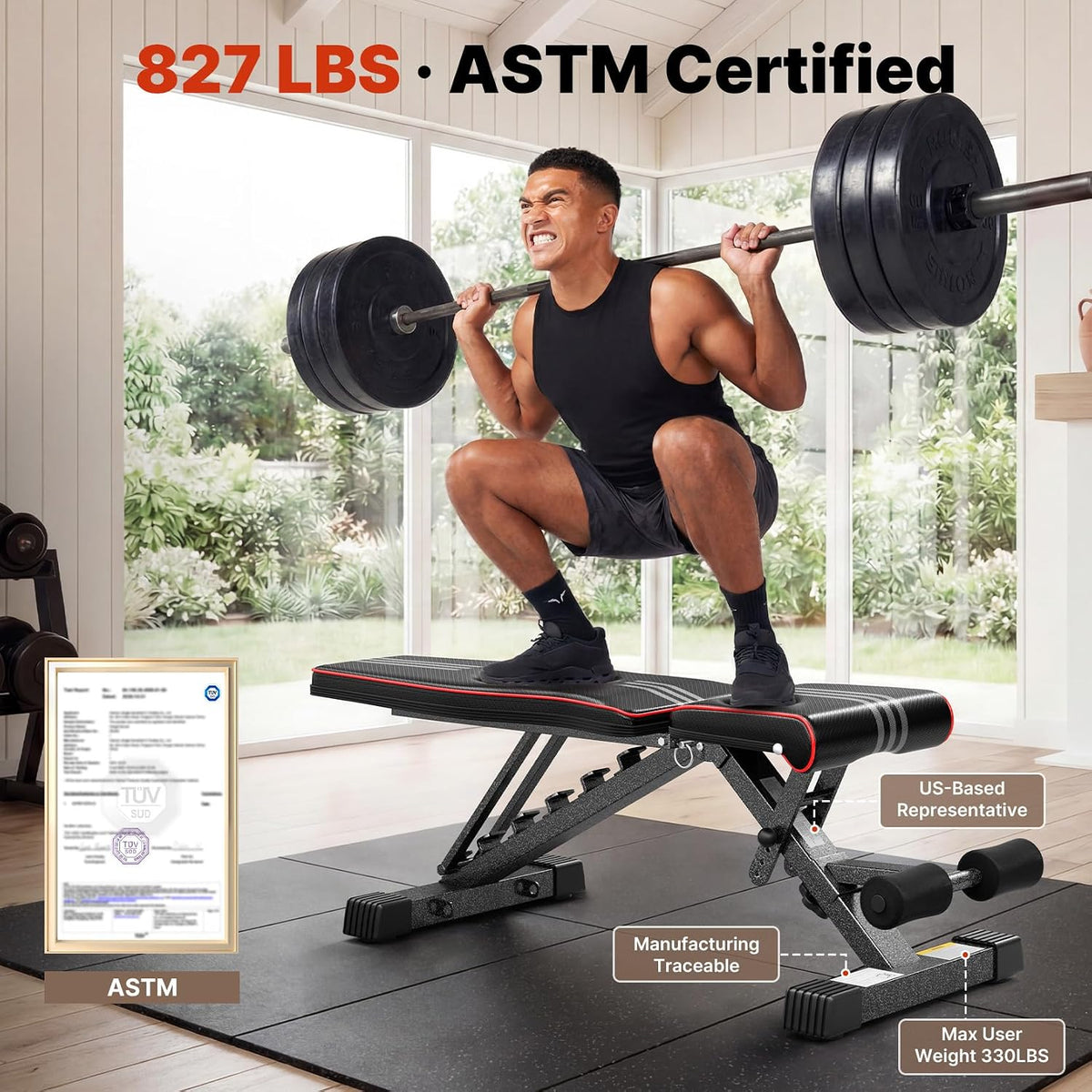 YOLEO Banc de Musculation Réglable Pliable 20234411