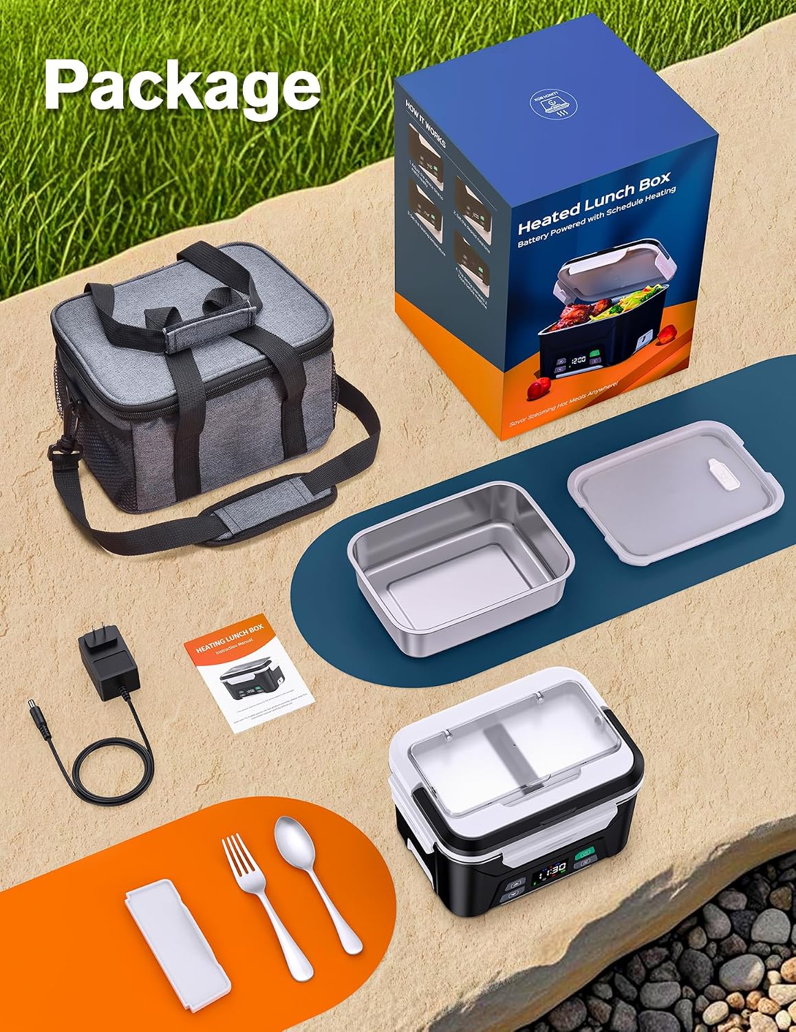 EAST OAK Cordless Heated Electric Lunch Box