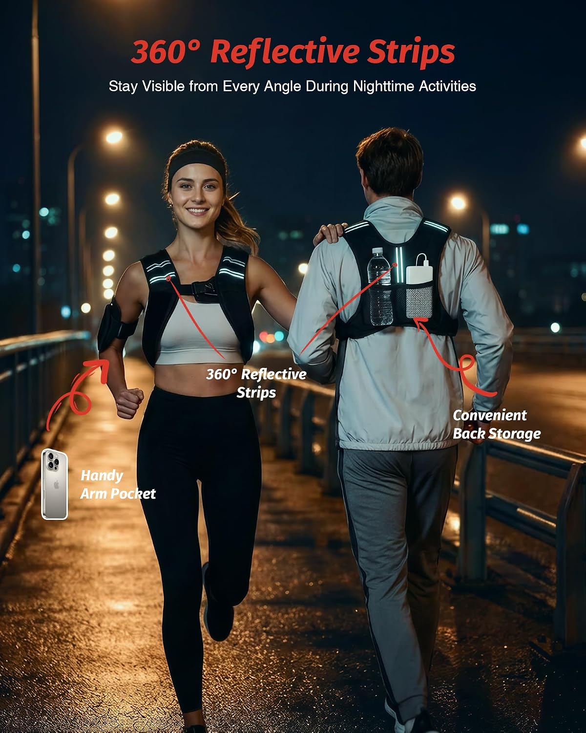 ZELUS Gilet Lesté de Musculation avec Bandes Réfléchissantes