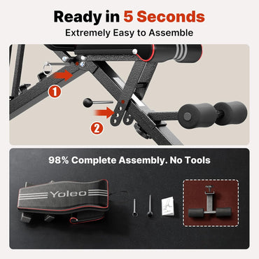 YOLEO Banc de Musculation Réglable Pliable 20234411