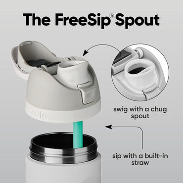FreeSip Insulated Stainless Steel Water Bottle 24 oz with Locking Push-Button Lid