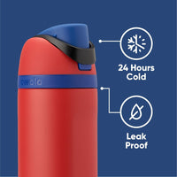 FreeSip Insulated Stainless Steel Water Bottle 24 oz with Straw and Locking Push-Button Lid
