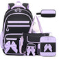Girls Bow Backpack Set with Lunch Bag and Pencil Case 16.9 Inch School Bookbag for Kids Teens Beige-Pink