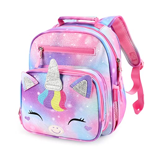 Girls Lightweight Backpack 15 Inch Rainbow Elementary School Bookbag with Insulated Pocket