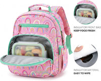 Girls Lightweight Backpack 15 Inch Rainbow Elementary School Bookbag with Insulated Pocket