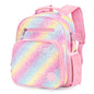 Girls Lightweight Backpack 15 Inch Rainbow Elementary School Bookbag with Insulated Pocket