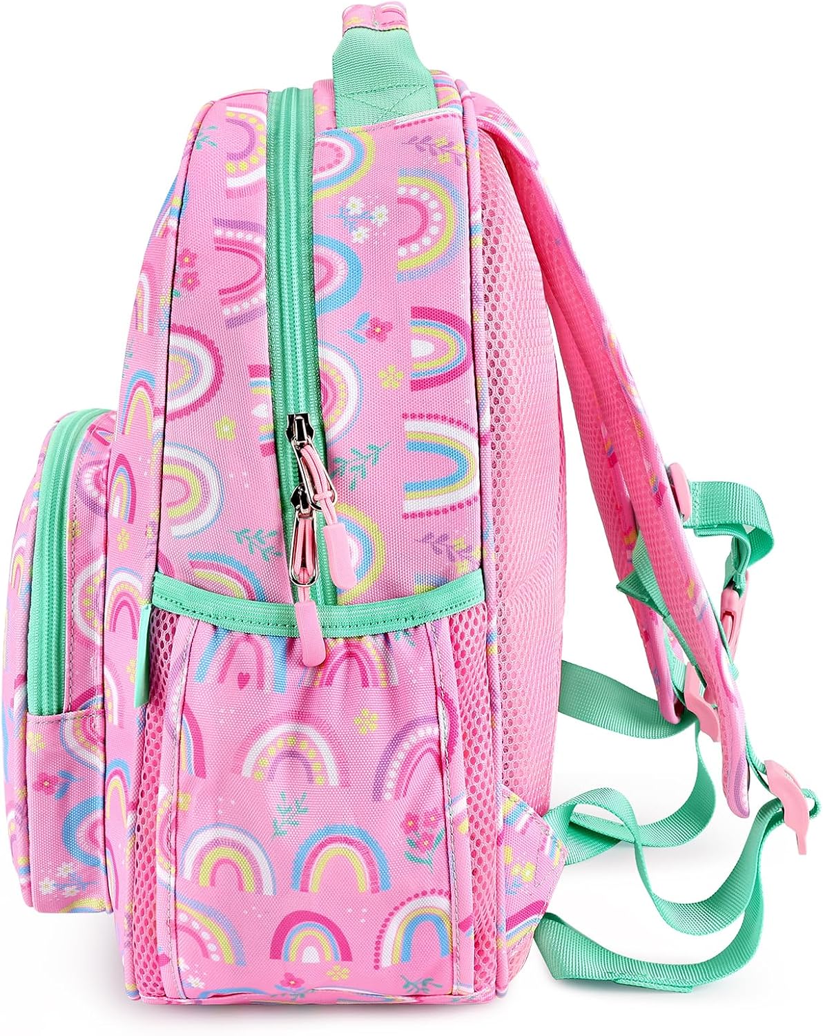 Girls Lightweight Backpack 15 Inch Rainbow Elementary School Bookbag with Insulated Pocket
