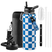 Insulated Water Bottle 64 oz Triple Wall Vacuum Stainless Steel Leak Proof Non-BPA Half Gallon Water Flask Jug with Paracord Handle and Straw Spout Lids