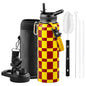Insulated Water Bottle 64 oz Triple Wall Vacuum Stainless Steel Leak Proof Non-BPA Half Gallon Water Flask Jug with Paracord Handle and Straw Spout Lids