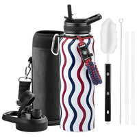 Insulated Water Bottle 64 oz Triple Wall Vacuum Stainless Steel Leak Proof Non-BPA Half Gallon Water Flask Jug with Paracord Handle and Straw Spout Lids