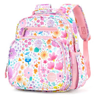 Kids Backpack 15 Inch School Bookbag for Girls Elementary with Insulated Pocket Flower Pink