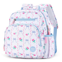 Kids Backpack 15 Inch School Bookbag for Girls Elementary with Insulated Pocket Flower Pink