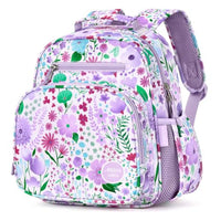 Kids Backpack 15 Inch School Bookbag for Girls Elementary with Insulated Pocket Flower Pink
