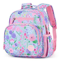 Kids Backpack 15 Inch School Bookbag for Girls Elementary with Insulated Pocket Flower Pink