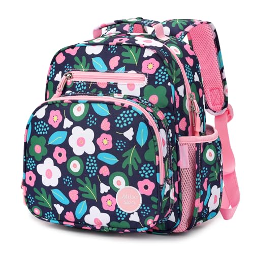 Kids Backpack 15 Inch School Bookbag for Girls Elementary with Insulated Pocket Flower Pink