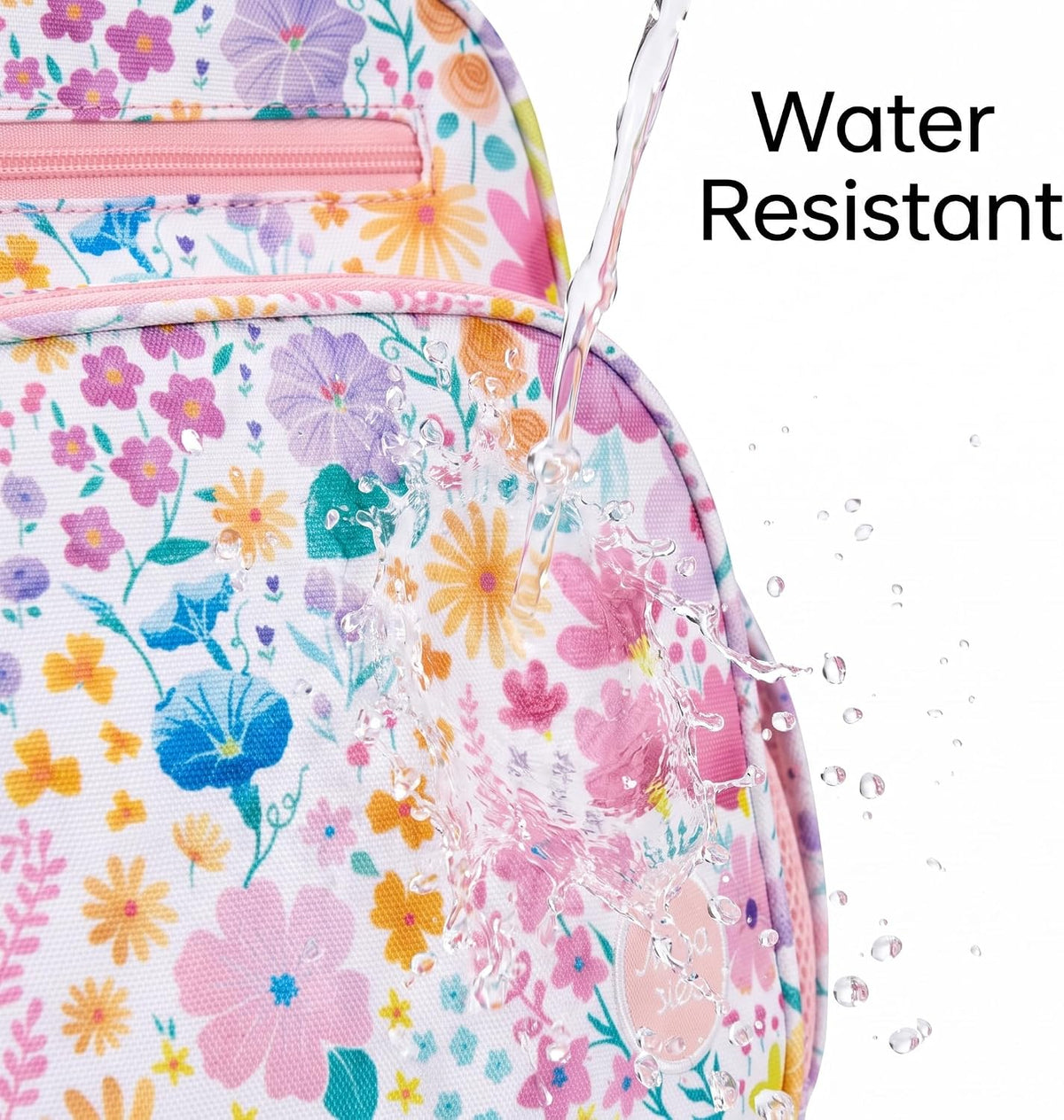 Kids Backpack 15 Inch School Bookbag for Girls Elementary with Insulated Pocket Flower Pink