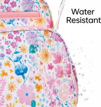 Kids Backpack 15 Inch School Bookbag for Girls Elementary with Insulated Pocket Flower Pink