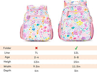 Kids Backpack 15 Inch School Bookbag for Girls Elementary with Insulated Pocket Flower Pink