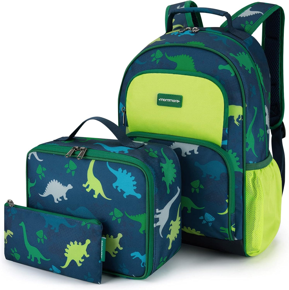 Kids Backpack Set 3 PCS with Lunch Box & Pencil Case 15.7 Inch School Bookbag for Boys Girls Ages 4-8 Lightweight Water Resistant