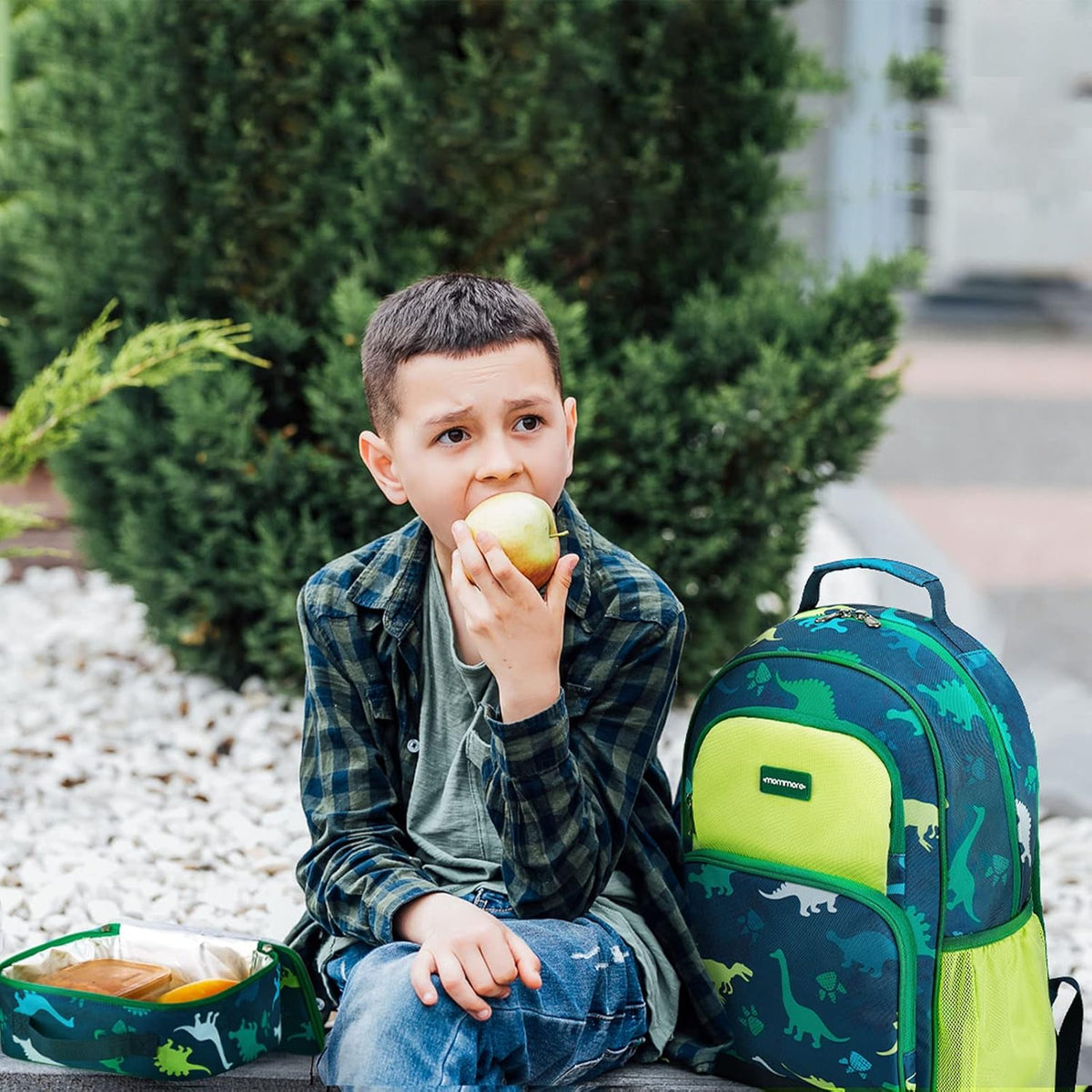 Kids Backpack Set 3 PCS with Lunch Box & Pencil Case 15.7 Inch School Bookbag for Boys Girls Ages 4-8 Lightweight Water Resistant