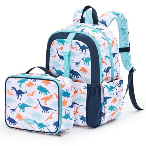 Kids Backpack Set 3 PCS with Lunch Box & Pencil Case 15.7 Inch School Bookbag for Boys Girls Ages 4-8 Lightweight Water Resistant